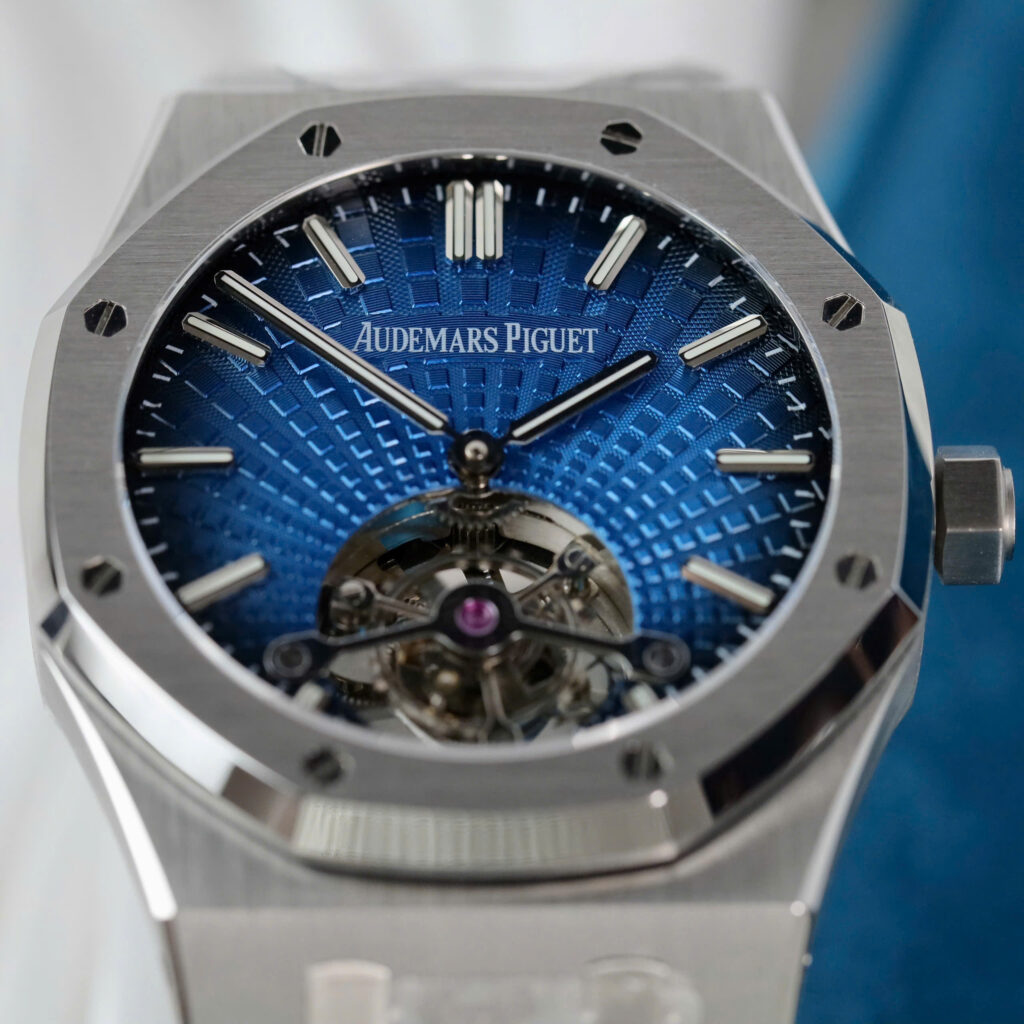 Đồng hồ Audemars Piguet Royal Oak Tourbillon Replica 11 mặt xanh dây kim loại 41mm (2)