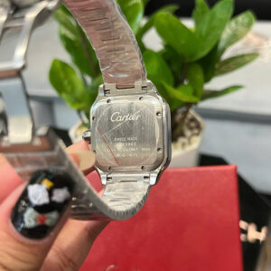Đồng hồ Cartier Santos nữ dây kim loại demi vàng fake cao cấp 35mm