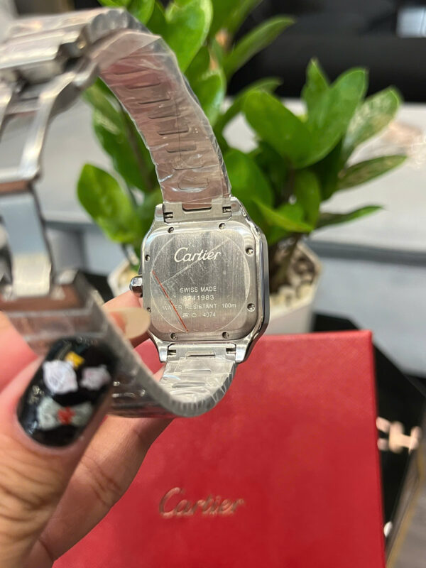 Đồng hồ Cartier Santos nữ dây kim loại demi vàng fake cao cấp 35mm