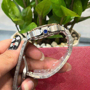 Đồng hồ Cartier Santos nữ dây kim loại demi vàng fake cao cấp 35mm