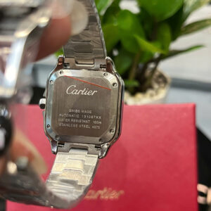 Đồng hồ Cartier Santos nữ dây kim loại mặt xanh blue fake cao cấp 35mm