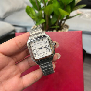Đồng hồ Cartier Santos nữ dây kim loại máy cơ nhật giá rẻ fake cao cấp 35mm