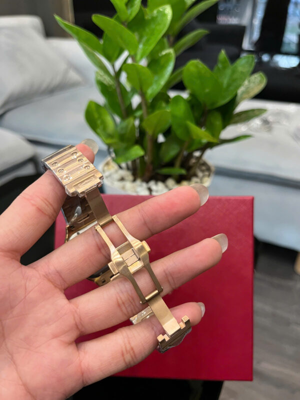 Đồng hồ Cartier Santos nữ dây kim loại vàng hồng rep cao cấp 35mm