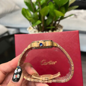 Đồng hồ Cartier Santos nữ dây kim loại vàng hồng rep cao cấp 35mm