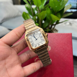 Đồng hồ Cartier Santos nữ dây kim loại vàng hồng rep cao cấp 35mm