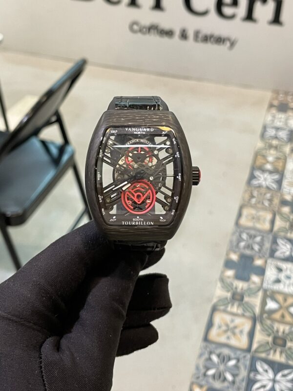 Đồng hồ Franck Muller V45 nam lộ cơ vỏ carbon siêu nhẹ fake 11 45mm