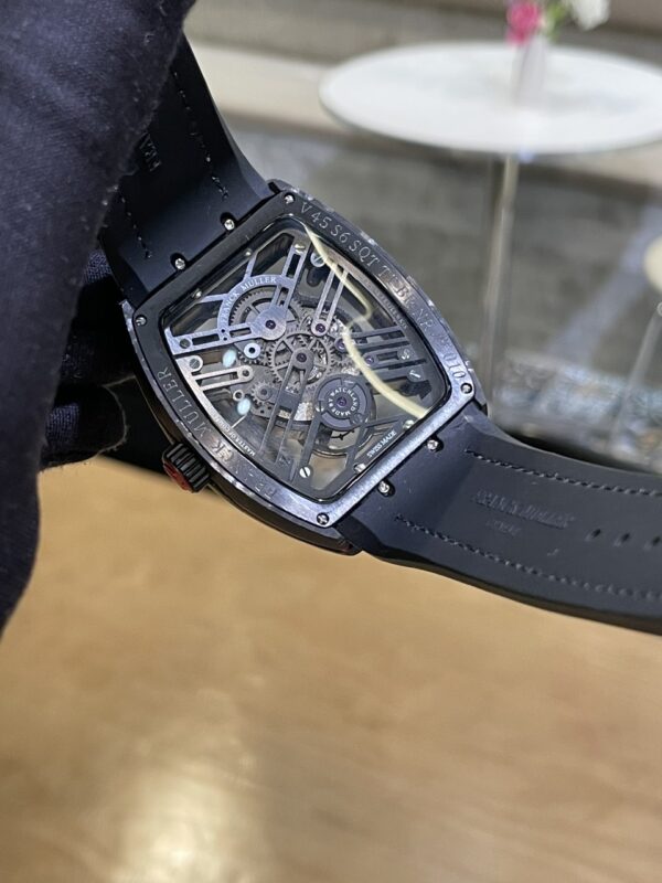 Đồng hồ Franck Muller V45 nam lộ cơ vỏ carbon siêu nhẹ fake 11 45mm