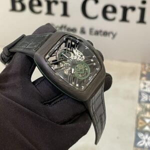 Đồng hồ Franck Muller V45 nam lộ cơ vỏ carbon siêu nhẹ xanh green fake11 45mm