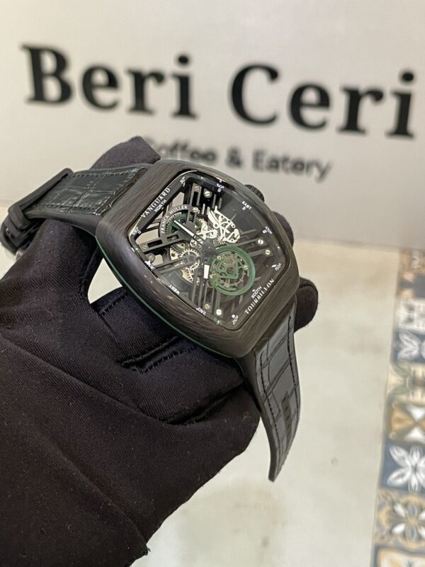 Đồng hồ Franck Muller V45 nam lộ cơ vỏ carbon siêu nhẹ xanh green fake11 45mm