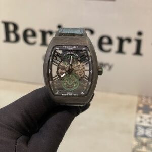 Đồng hồ Franck Muller V45 nam lộ cơ vỏ carbon siêu nhẹ xanh green fake11 45mm