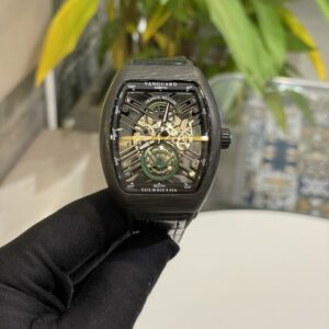Đồng hồ Franck Muller V45 nam lộ cơ vỏ carbon siêu nhẹ xanh green fake11 45mm
