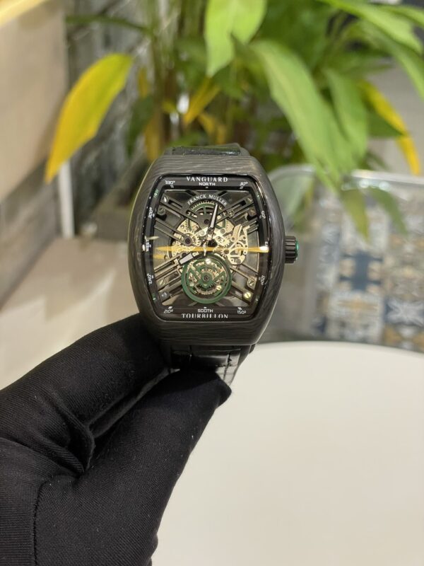 Đồng hồ Franck Muller V45 nam lộ cơ vỏ carbon siêu nhẹ xanh green fake11 45mm