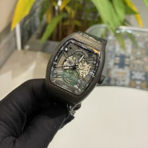 Đồng hồ Franck Muller V45 nam lộ cơ vỏ carbon siêu nhẹ xanh green fake11 45mm