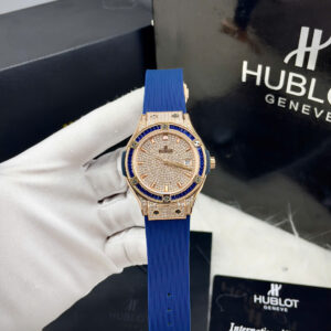 Đồng hồ Hublot Classic Fusion nữ dây cao su đính full đá fake cao cấp 34mm