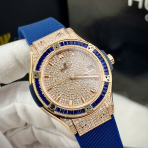 Đồng hồ Hublot Classic Fusion nữ dây cao su đính full đá fake cao cấp 34mm