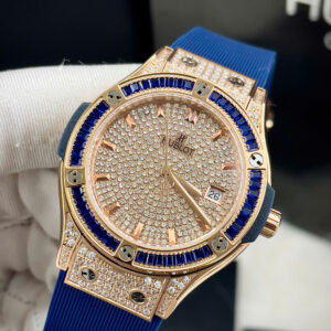 Đồng hồ Hublot Classic Fusion nữ dây cao su đính full đá fake cao cấp 34mm