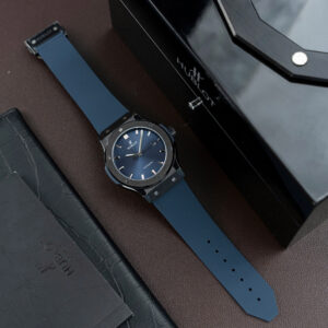 Đồng hồ Hublot Rep 11 Classic Fusion Ceramic gốm đen mặt xanh blue xưởng JJZ 42mm (5)