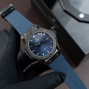 Đồng hồ Hublot Rep 11 Classic Fusion Ceramic gốm đen mặt xanh blue xưởng JJZ 42mm (5)