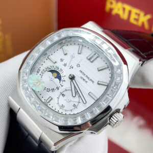 Đồng hồ Patek Phillippe 5722 nam dây da đính đá niềng fake cao cấp 40mm