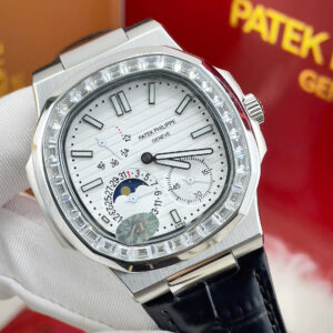 Đồng hồ Patek Phillippe 5722 nam dây da đính đá niềng fake cao cấp 40mm