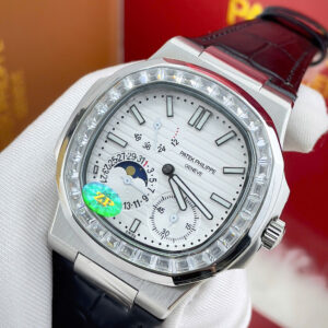 Đồng hồ Patek Phillippe 5722 nam dây da đính đá niềng fake cao cấp 40mm