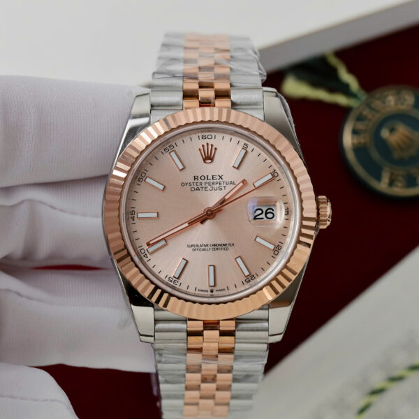 Đồng hồ Rolex DateJust mặt cá hồi Replica 11 máy cơ tự động Thuỵ Sỹ 41mm (2)