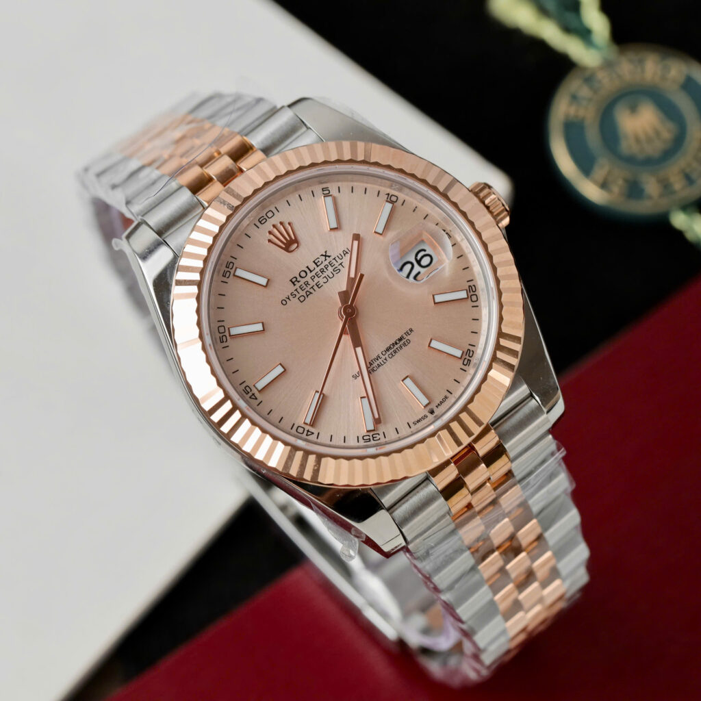 Đồng hồ Rolex DateJust mặt cá hồi Replica 11 máy cơ tự động Thuỵ Sỹ 41mm (2)