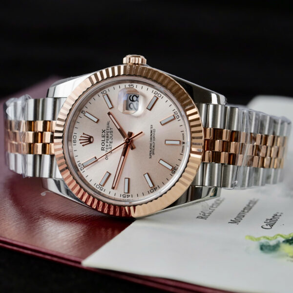 Đồng hồ Rolex DateJust mặt cá hồi Replica 11 máy cơ tự động Thuỵ Sỹ 41mm (2)