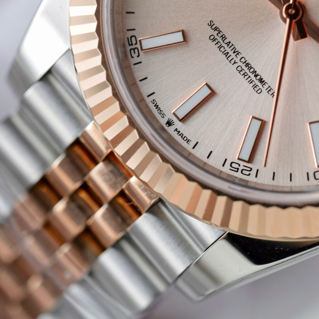 Đồng hồ Rolex DateJust mặt cá hồi Replica 11 máy cơ tự động Thuỵ Sỹ 41mm (2)