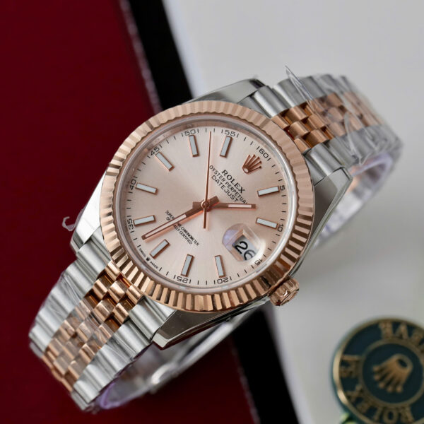 Đồng hồ Rolex DateJust mặt cá hồi Replica 11 máy cơ tự động Thuỵ Sỹ 41mm (2)