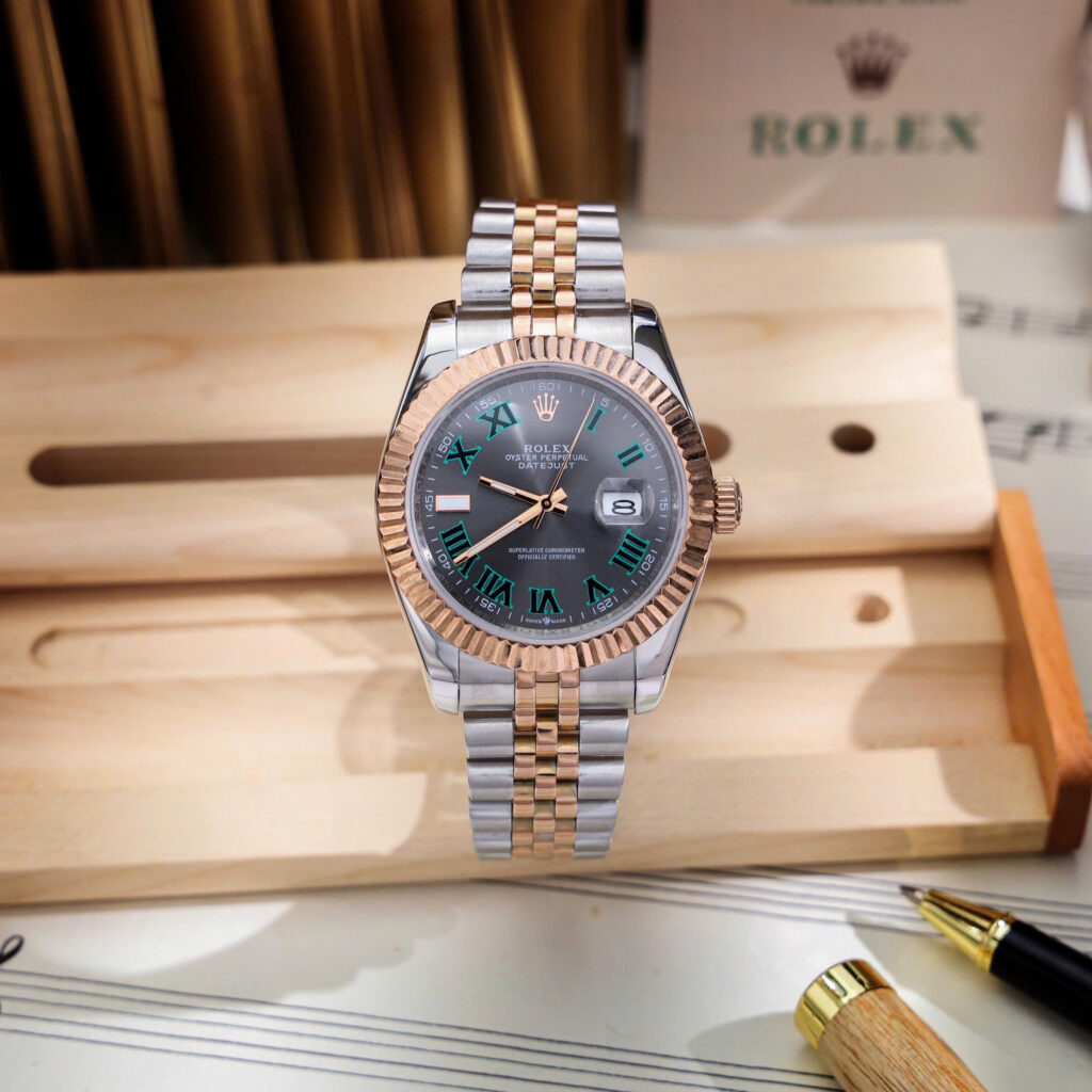Đồng hồ Rolex DateJust nam cọc số la mã demi vàng Fake giá rẻ 41mm