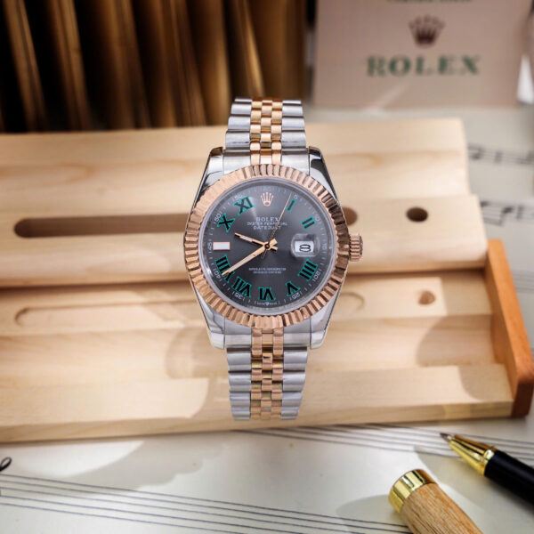 Đồng hồ Rolex DateJust nam cọc số la mã demi vàng Fake giá rẻ 41mm
