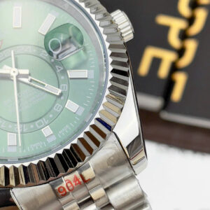 Đồng hồ Rolex Sky-Dweller nam dây kim loại mặt xanh lá fake cao cấp 40mm
