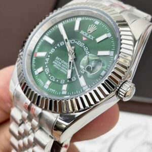 Đồng hồ Rolex Sky-Dweller nam dây kim loại mặt xanh lá fake cao cấp 40mm