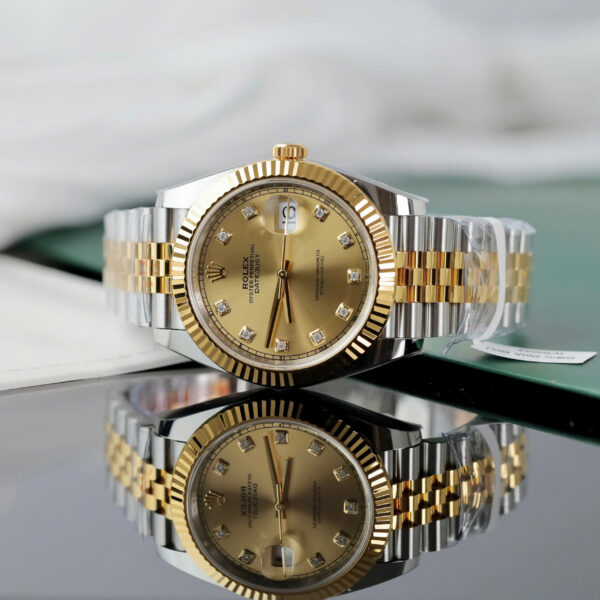 Đồng Hồ Rolex DateJust Nam Mặt Vàng Champagne Chế Tác Bọc Vàng Xưởng GM 41mm (2)
