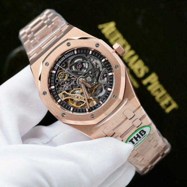 Đồng hồ Audemars Piguet Replica 11 Royal Oak 15407 Skeleton mạ vàng hồng xưởng THB 41mm (2)