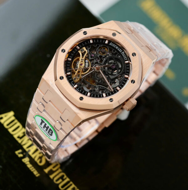Đồng hồ Audemars Piguet Replica 11 Royal Oak 15407 Skeleton mạ vàng hồng xưởng THB 41mm (2)