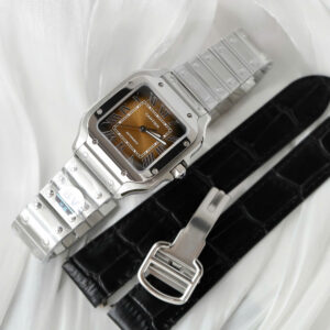 Đồng hồ Cartier Santos Rep 11 cao cấp nữ mặt nâu nhà máy BV 35 (2)