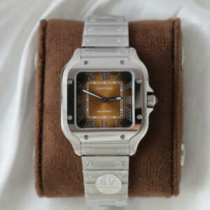Đồng hồ Cartier Santos Rep 11 cao cấp nữ mặt nâu nhà máy BV 35 (2)