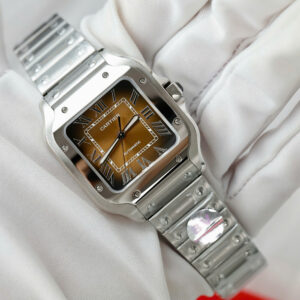 Đồng hồ Cartier Santos Rep 11 cao cấp nữ mặt nâu nhà máy BV 35 (2)
