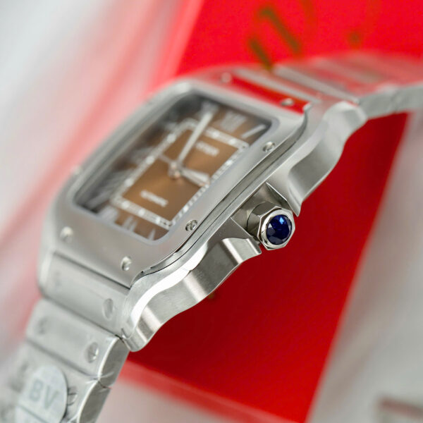 Đồng hồ Cartier Santos Rep 11 cao cấp nữ mặt nâu nhà máy BV 35 (2)