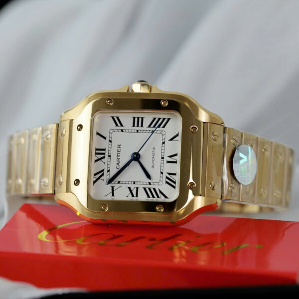 Đồng hồ Cartier Santos Rep 11 nữ mạ vàng mặt trắng nhà máy BV 35 (2)