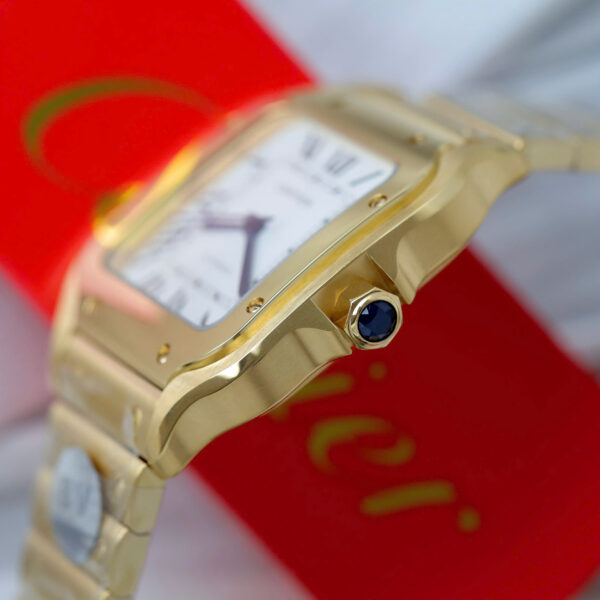 Đồng hồ Cartier Santos Rep 11 nữ mạ vàng mặt trắng nhà máy BV 35 (2)