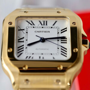 Đồng hồ Cartier Santos Rep 11 nữ mạ vàng mặt trắng nhà máy BV 35 (2)