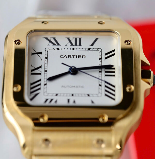 Đồng hồ Cartier Santos Rep 11 nữ mạ vàng mặt trắng nhà máy BV 35 (2)