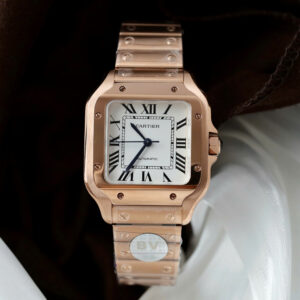 Đồng hồ Cartier Santos Replica 11 nữ mạ vàng hồng mặt trắng nhà máy BV 35 (2)