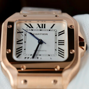 Đồng hồ Cartier Santos Replica 11 nữ mạ vàng hồng mặt trắng nhà máy BV 35 (2)