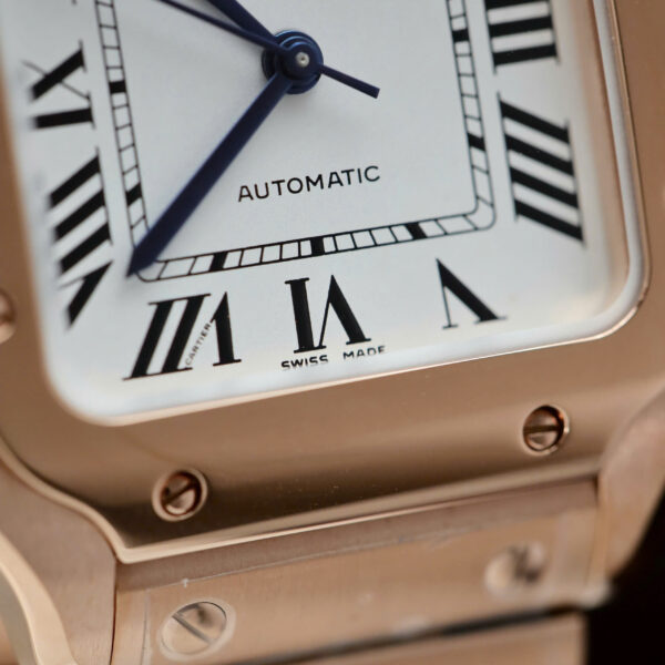 Đồng hồ Cartier Santos Replica 11 nữ mạ vàng hồng mặt trắng nhà máy BV 35 (2)