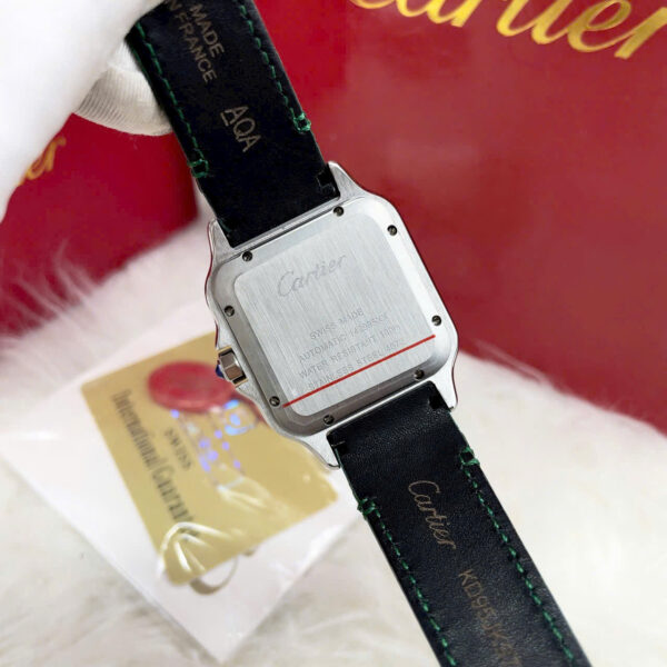Đồng hồ Cartier Santos nam dây da mặt xanh green Fake giá rẻ 40mm