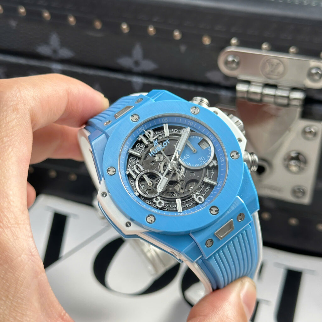 Đồng hồ Hubot Replica 11 Big Bang Unico vỏ gốm màu xanh dương xưởng BBF 42mm (2)